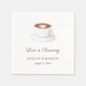 コーヒーカップラブイズブルーイングカップルウェディングシャワー スタンダードカクテルナプキン (正面)