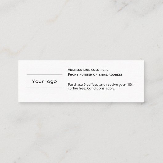 コーヒーカップロイヤリティカードシンプル、予算 ロイヤリティカード (裏面)