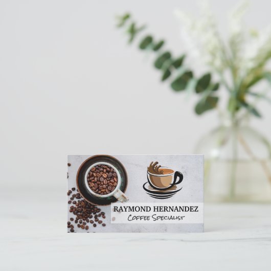 コーヒーカップロゴ | Beans 名刺 (スタンド正面)