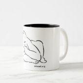 コーヒーカップ上のイシュマエルのラインスケッチ。 ツートーンマグカップ (正面右)