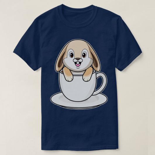 コーヒーカップ付うさぎ Tシャツ (デザイン正面)