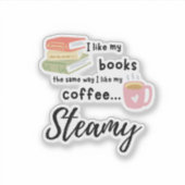 コーヒーカップ付きの蒸し暑いロマンス小説シール シール (正面)