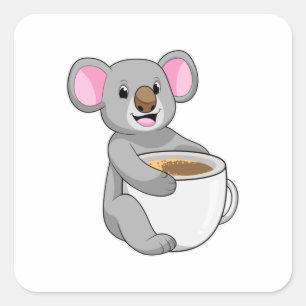 コーヒーカップ付きコアラ スクエアシール