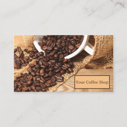 コーヒーカップ付きコーヒー豆 名刺 (正面)