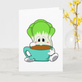 コーヒーカップ付きサラダ カード (黄色い花)