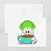 コーヒーカップ付きサラダ ポストカード (正面/裏面)