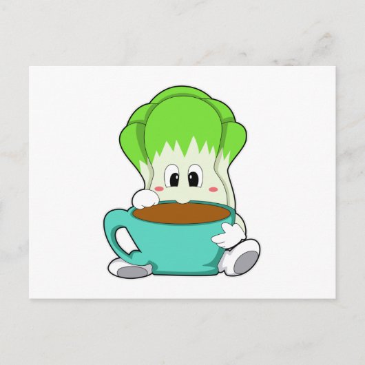 コーヒーカップ付きサラダ ポストカード (正面)