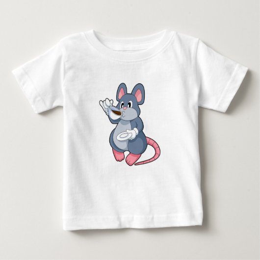 コーヒーカップ付きマウス ベビーTシャツ (正面)