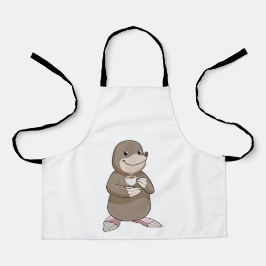 コーヒーカップ付きモグラ エプロン (正面)