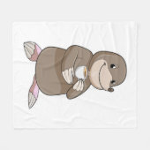 コーヒーカップ付きモグラ フリースブランケット (正面(横))