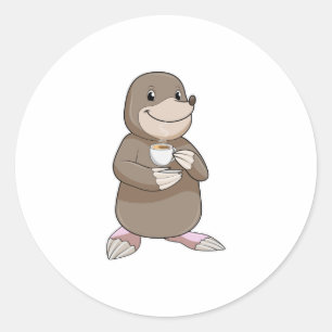 コーヒーカップ付きモグラ ラウンドシール