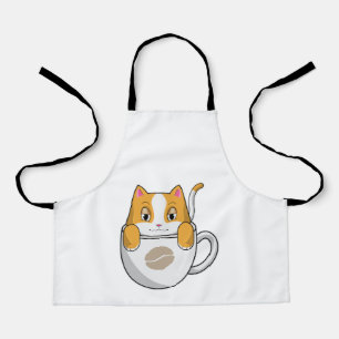 コーヒーカップ付き猫 エプロン
