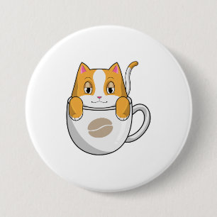 コーヒーカップ付き猫 缶バッジ