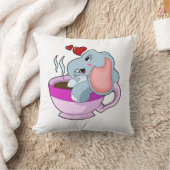 コーヒーカップ付き象 クッション (ブランケット)