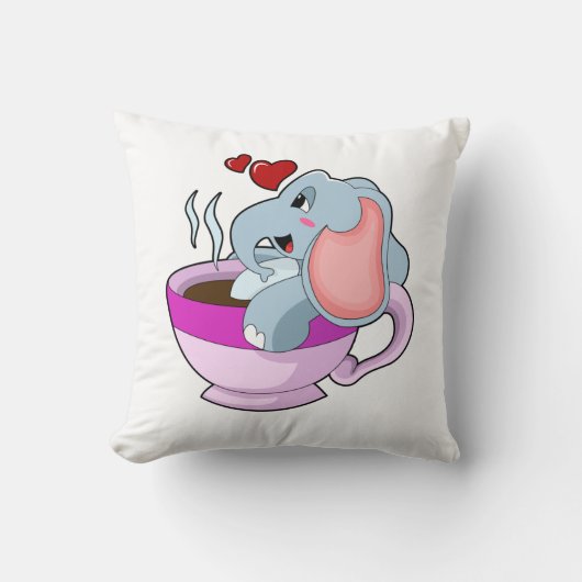 コーヒーカップ付き象 クッション (正面)