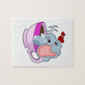 コーヒーカップ付き象 ジグソーパズル (横)