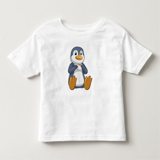 コーヒーカップ付ペンギン トドラーTシャツ (正面)