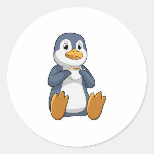 コーヒーカップ付ペンギン ラウンドシール