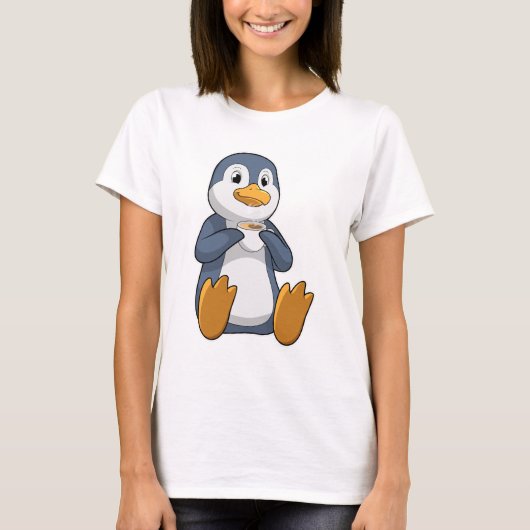 コーヒーカップ付ペンギン Tシャツ (正面)