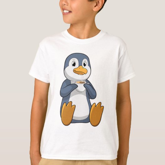 コーヒーカップ付ペンギン Tシャツ (正面)