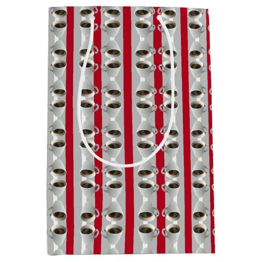 コーヒーカップ及びストライプ抱き枕 ミディアムペーパーバッグ (正面)