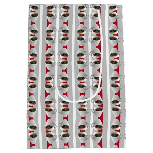 コーヒーカップ及びストライプ抱き枕 ミディアムペーパーバッグ (裏面)