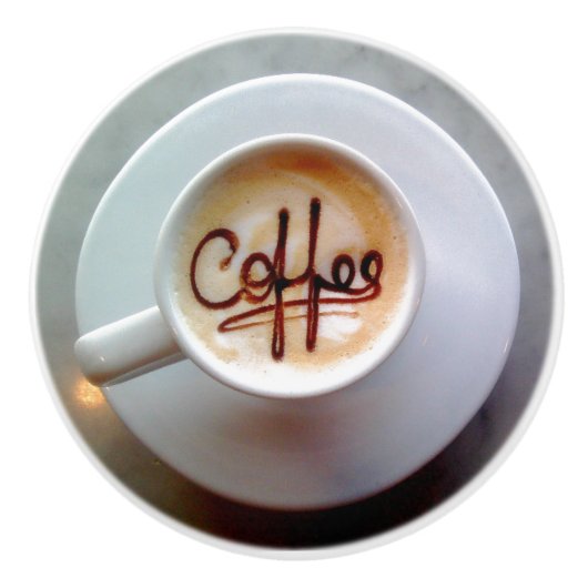 コーヒーカップ及びソーサーラテコーヒー セラミックノブ (正面)