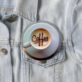 コーヒーカップ及びソーサーラテコーヒー 缶バッジ (インサイチュ)