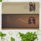 コーヒーカップ及び豆 キッチンタオル (折り畳み)