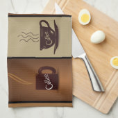 コーヒーカップ及び豆 キッチンタオル (四つ折り)