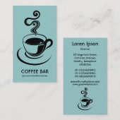 コーヒーカップ垂直 – ブラックオンリトルブルーグリーン 名刺 (正面/裏面)