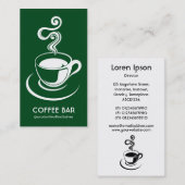 コーヒーカップ垂直 – 白と濃い緑02481c 名刺 (正面/裏面)