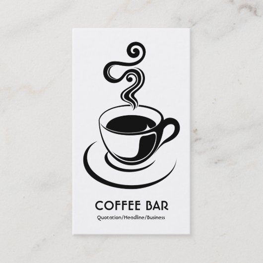 コーヒーカップ垂直 – 黒(白) 名刺 (正面)