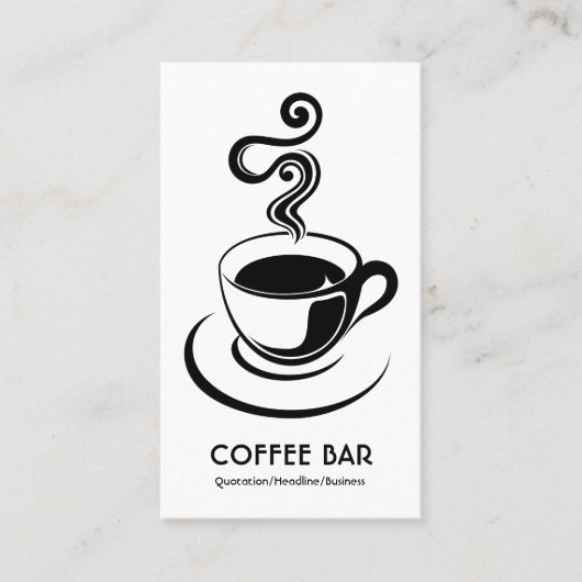 コーヒーカップ垂直 – 黒（白） 名刺 (正面)