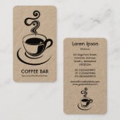 コーヒーカップ垂直 – 黒(金ゴールド) 名刺 (正面/裏面)