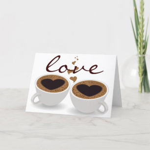 コーヒーカップ夫婦のハートと愛 カード