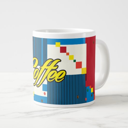 コーヒーカップ抽象芸術ファッション女子ポップ・アートのアートスタイル ジャンボコーヒーマグカップ (正面右)