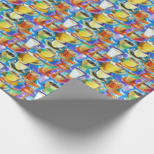 コーヒーカップ抽象芸術油パターン ラッピングペーパー (角)