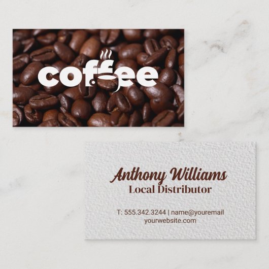 コーヒーカップ文字ロゴ | Beansの背景 名刺 (正面/裏面)