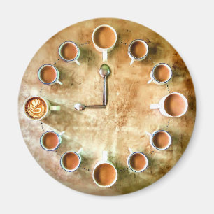 コーヒーカップ時計のコーヒータイムかわいい マグネット