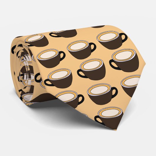 コーヒーカップ柄 ネクタイ (ロール)