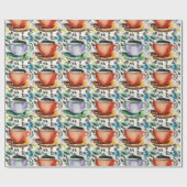 コーヒーカップ水の色パターン ラッピングペーパー (フラット)