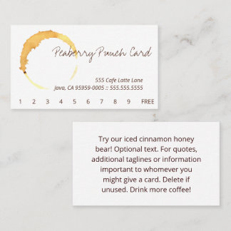 コーヒーカップ汚れサークルドリンクパンチカード ロイヤリティカード