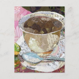 コーヒーカップ破れた紙絵画のコラージュ芸術 ポストカード
