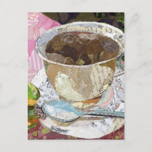 コーヒーカップ破れた紙絵画のコラージュ芸術 ポストカード