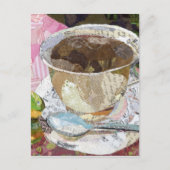 コーヒーカップ破れた紙絵画のコラージュ芸術 ポストカード (正面)