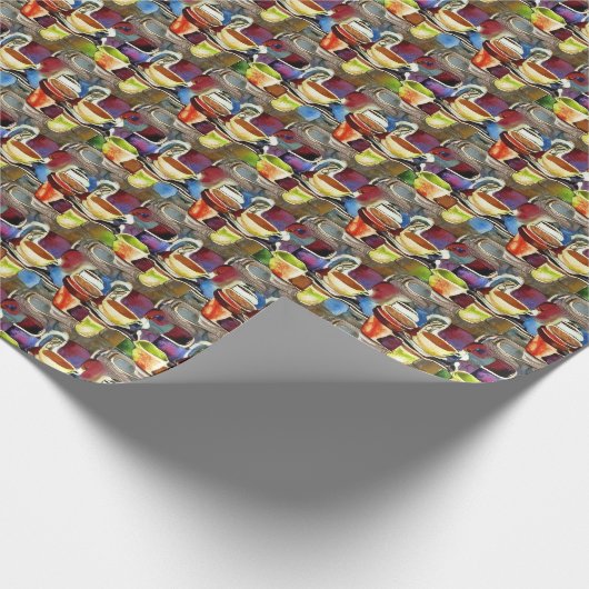 コーヒーカップ紫抽象芸術水彩パターン ラッピングペーパー (角)