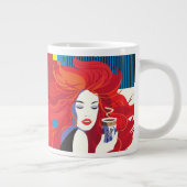 コーヒーカップ美しいファッション女子ポップ・アートのアートトレンディー ジャンボコーヒーマグカップ (右)