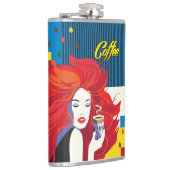 コーヒーカップ美しいファッション女子ポップ・アートのアートトレンディー フラスク (右)