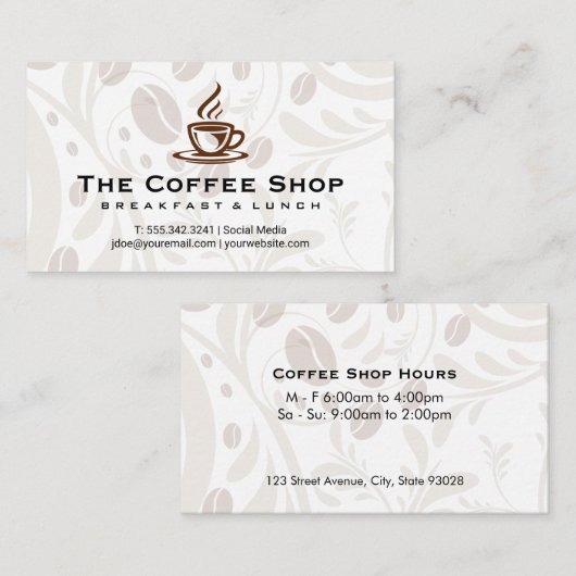 コーヒーカップ蒸し名刺 名刺 (正面/裏面)